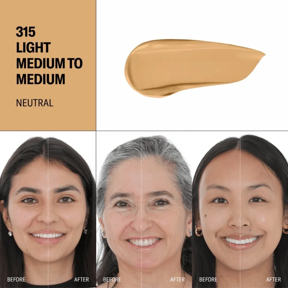 Youthforia Date Night Skin Tint Serum Foundation - 315 Light Medium/Medium - NWB